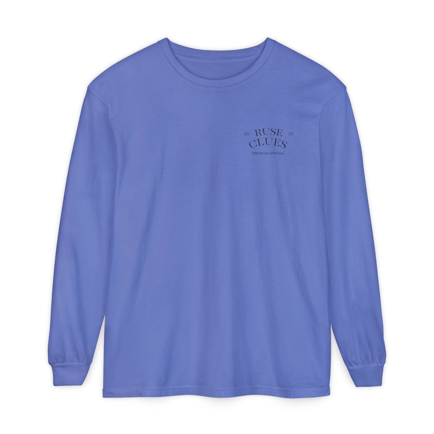 Unisex Garment-Dyed Long Sleeve Ruse Clues Tee, Casual Everyday Wear, Gift for Friends, Stylish Layering Piece, Trendy Fashion Statement