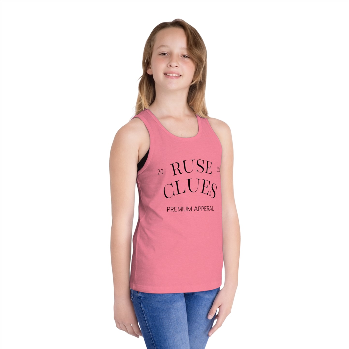 RUSE CLUES Kids Jersey Tank Top, Cool Summer Apparel, Stylish Activewear, Gift for Kids, Birthday Outfit, Sports Tank