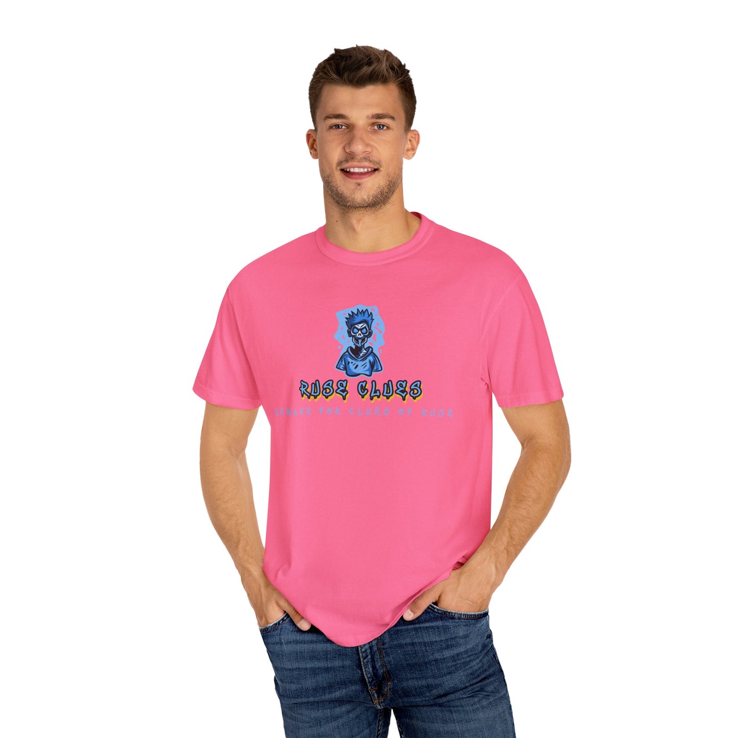 Garment-Dyed Ruse Clues T-Shirt - Unisex Graphic Shirt, Casual Wear, Gift for Friends, Street Fashion, Beach Day