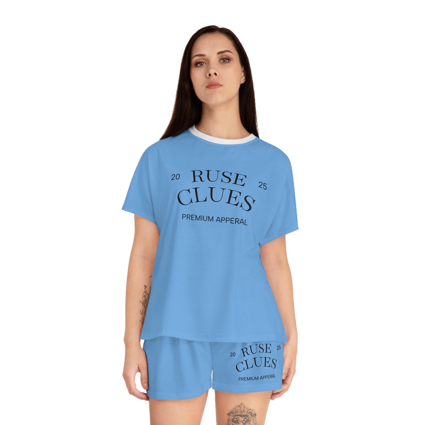 Women's Ruse Clues Short Pajama Set - Stylish and Comfortable Lounge Wear for Cozy Nights, Perfect for Sleep, Relaxation, and Personal Gifts