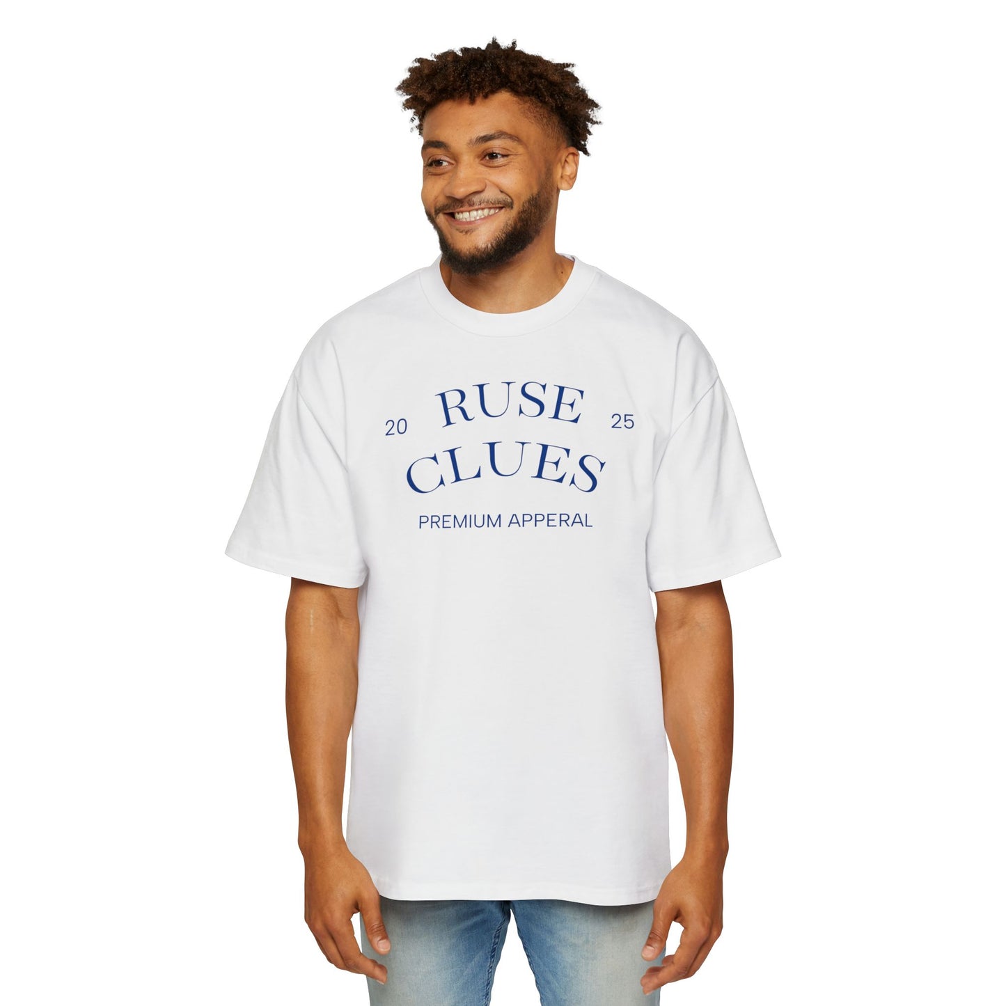 Men's Heavy Oversized Blue Print Ruse Clues Tee, Casual Fashion Shirt, Streetwear Top, Gift for Him, Comfort Tee, Everyday Wear