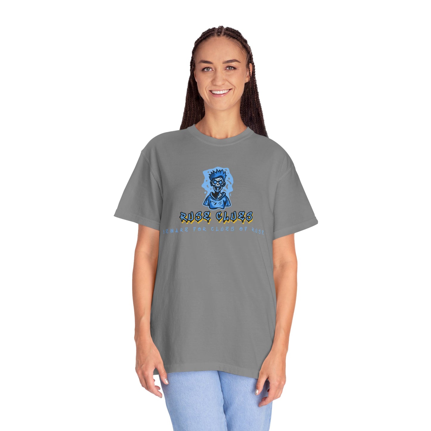 Garment-Dyed Ruse Clues T-Shirt - Unisex Graphic Shirt, Casual Wear, Gift for Friends, Street Fashion, Beach Day
