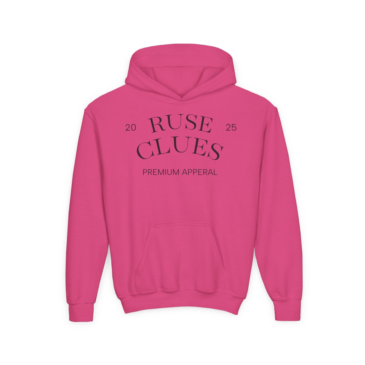 Youth Heavy Blend RUSE CLUES Sweatshirt, Cozy Hoodie, Gift for Teens, Casual Wear, Unisex Hooded Sweatshirt