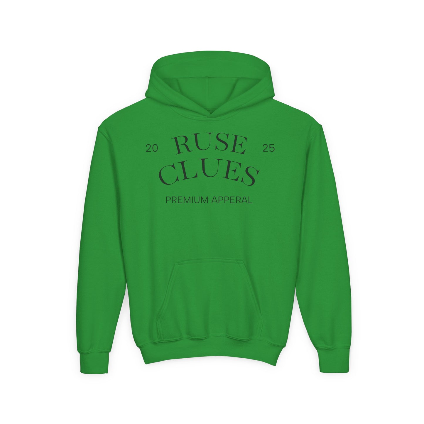 Youth Heavy Blend RUSE CLUES Sweatshirt, Cozy Hoodie, Gift for Teens, Casual Wear, Unisex Hooded Sweatshirt