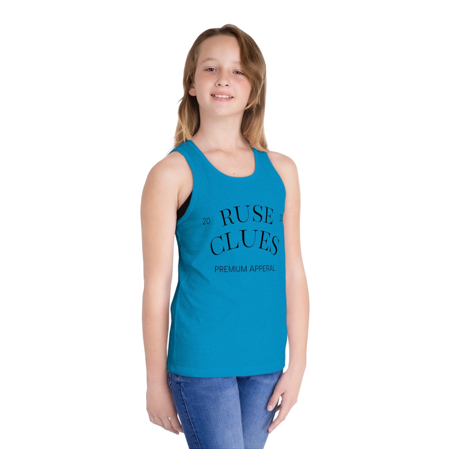 RUSE CLUES Kids Jersey Tank Top, Cool Summer Apparel, Stylish Activewear, Gift for Kids, Birthday Outfit, Sports Tank