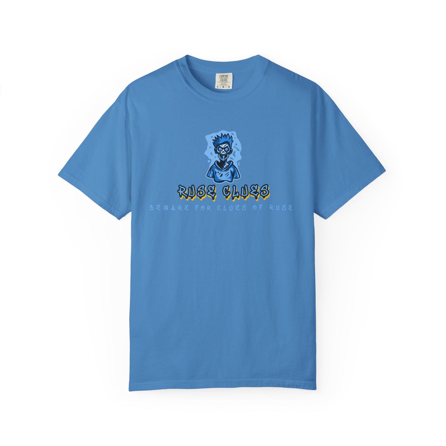 Garment-Dyed Ruse Clues T-Shirt - Unisex Graphic Shirt, Casual Wear, Gift for Friends, Street Fashion, Beach Day