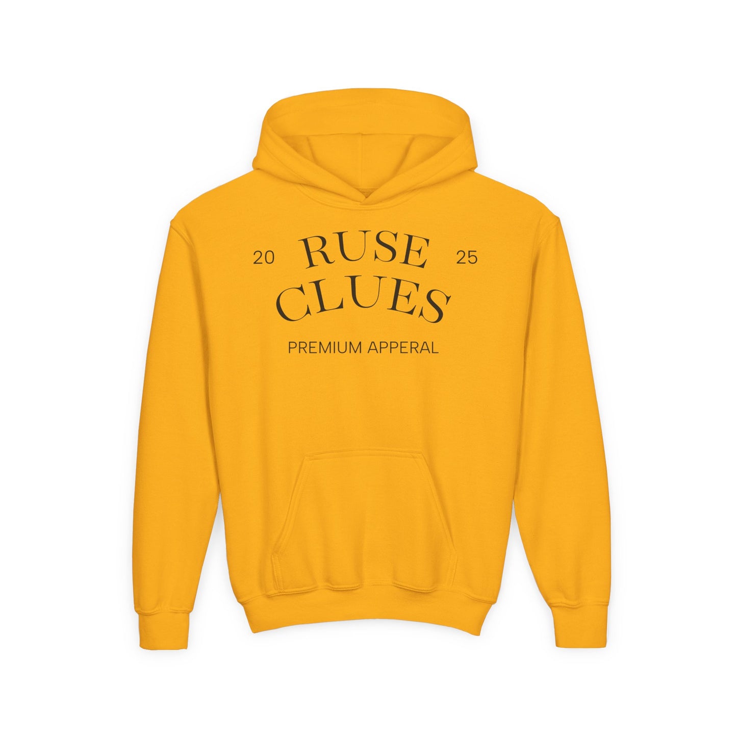 Youth Heavy Blend RUSE CLUES Sweatshirt, Cozy Hoodie, Gift for Teens, Casual Wear, Unisex Hooded Sweatshirt