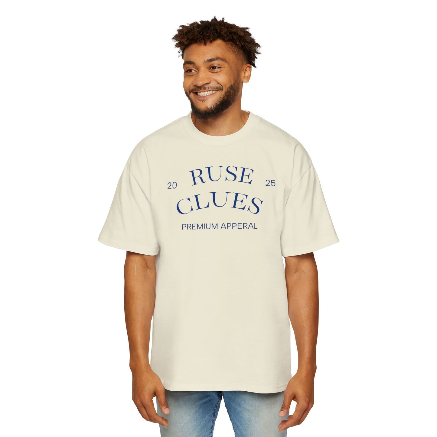 Men's Heavy Oversized Blue Print Ruse Clues Tee, Casual Fashion Shirt, Streetwear Top, Gift for Him, Comfort Tee, Everyday Wear