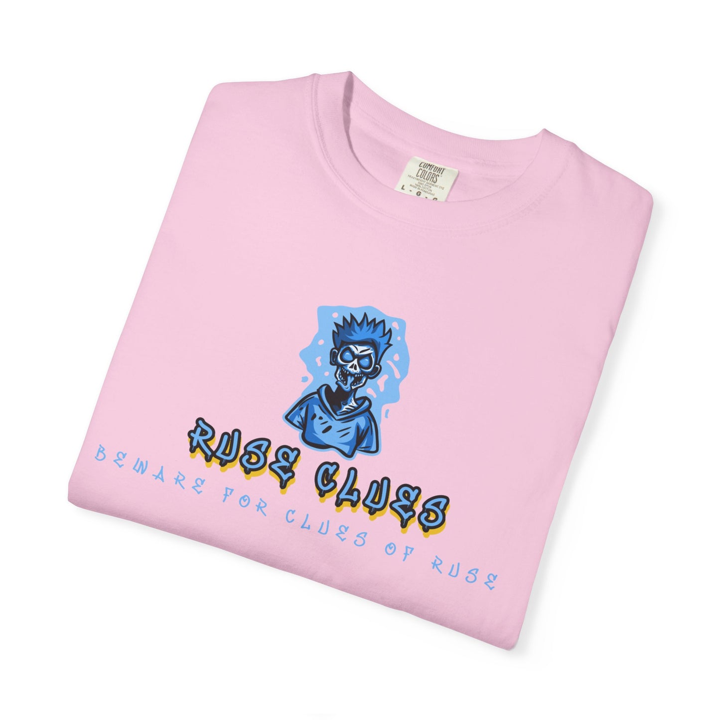 Garment-Dyed Ruse Clues T-Shirt - Unisex Graphic Shirt, Casual Wear, Gift for Friends, Street Fashion, Beach Day