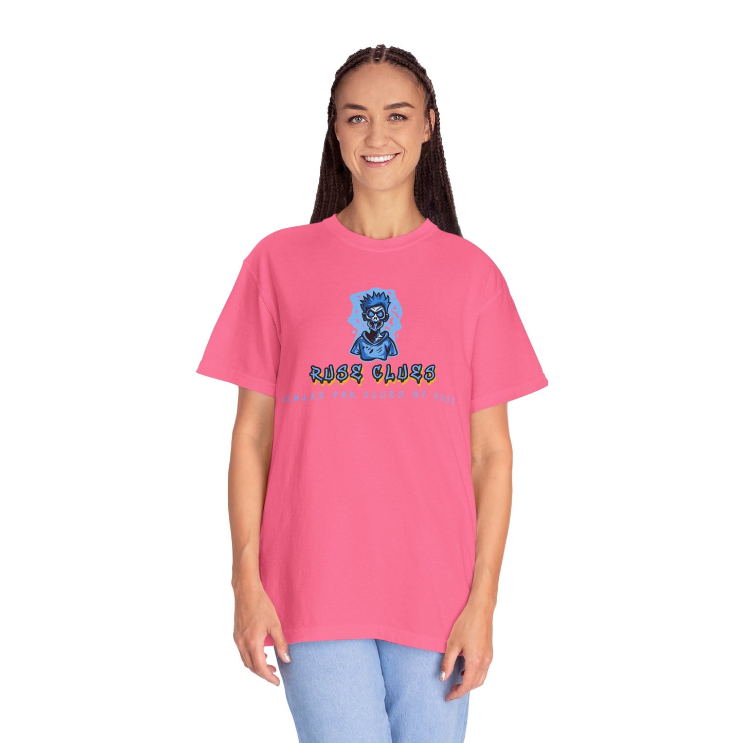 Garment-Dyed Ruse Clues T-Shirt - Unisex Graphic Shirt, Casual Wear, Gift for Friends, Street Fashion, Beach Day