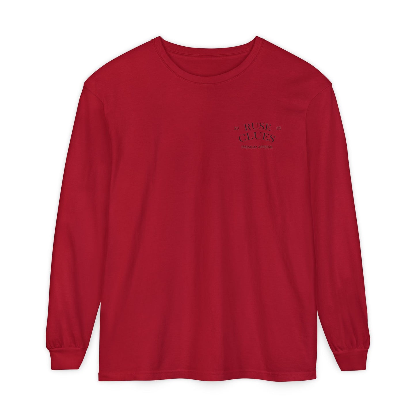 Unisex Garment-Dyed Long Sleeve Ruse Clues Tee, Casual Everyday Wear, Gift for Friends, Stylish Layering Piece, Trendy Fashion Statement