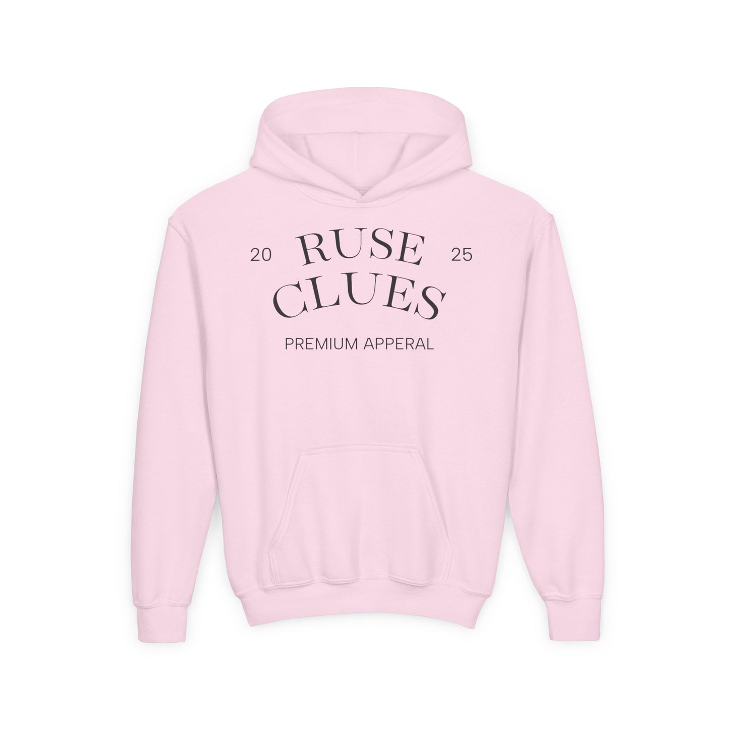 Youth Heavy Blend RUSE CLUES Sweatshirt, Cozy Hoodie, Gift for Teens, Casual Wear, Unisex Hooded Sweatshirt