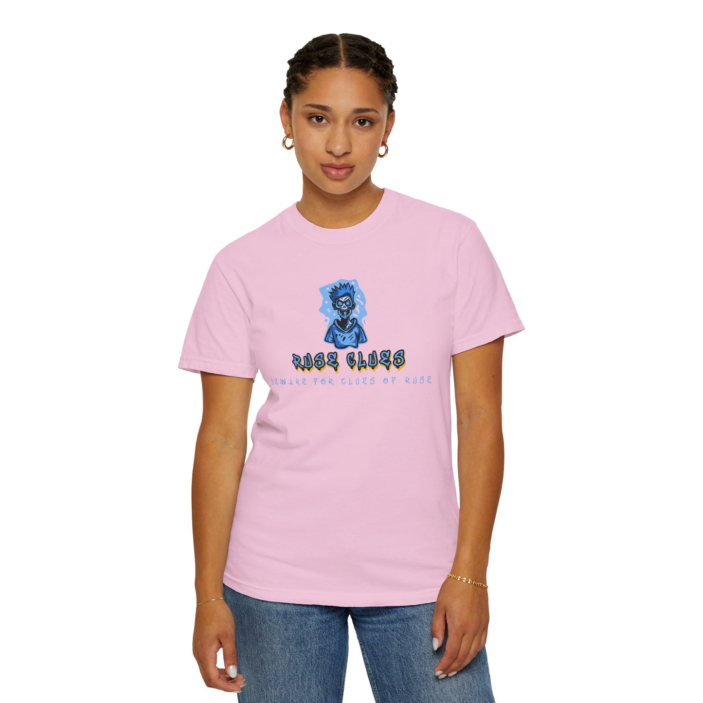 Garment-Dyed Ruse Clues T-Shirt - Unisex Graphic Shirt, Casual Wear, Gift for Friends, Street Fashion, Beach Day