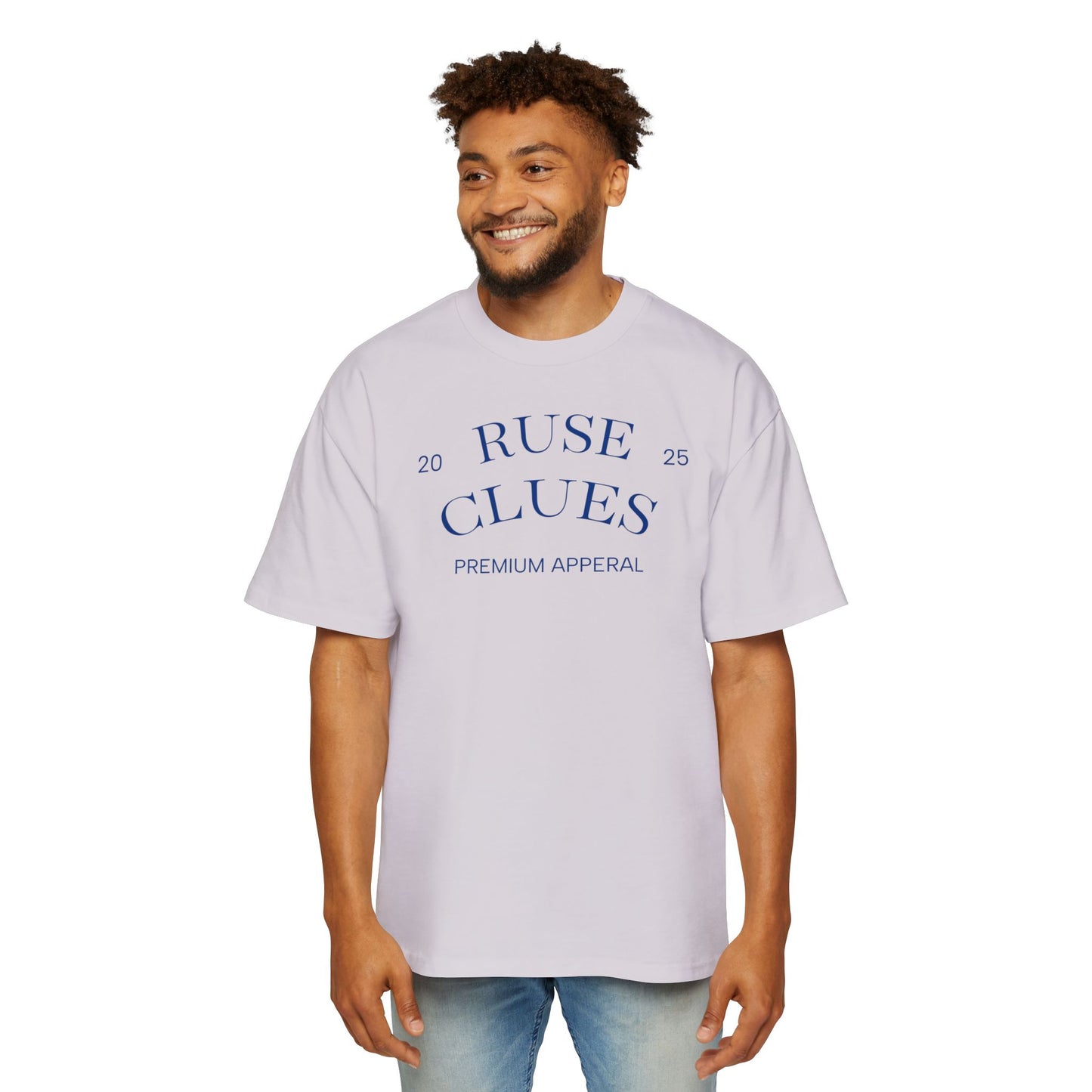 Men's Heavy Oversized Blue Print Ruse Clues Tee, Casual Fashion Shirt, Streetwear Top, Gift for Him, Comfort Tee, Everyday Wear