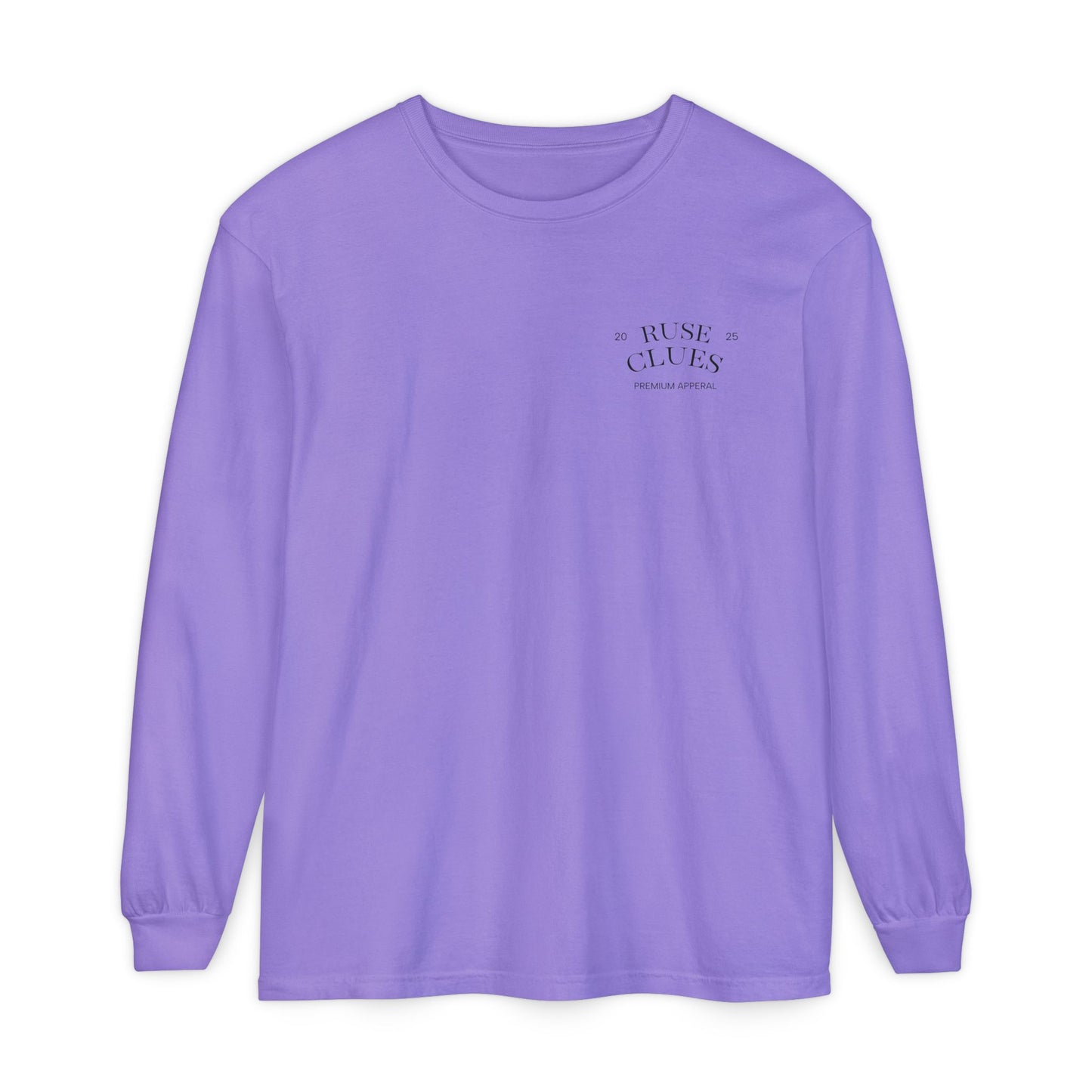 Unisex Garment-Dyed Long Sleeve Ruse Clues Tee, Casual Everyday Wear, Gift for Friends, Stylish Layering Piece, Trendy Fashion Statement