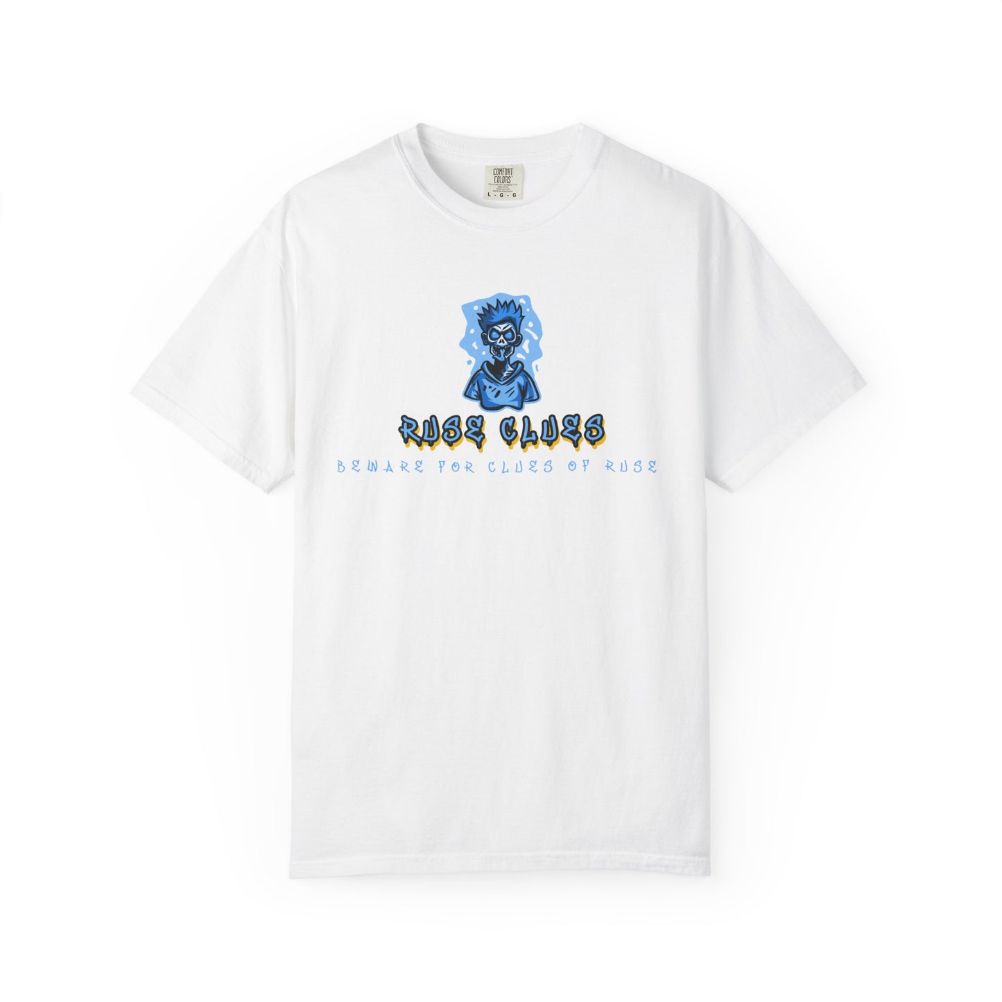 Garment-Dyed Ruse Clues T-Shirt - Unisex Graphic Shirt, Casual Wear, Gift for Friends, Street Fashion, Beach Day