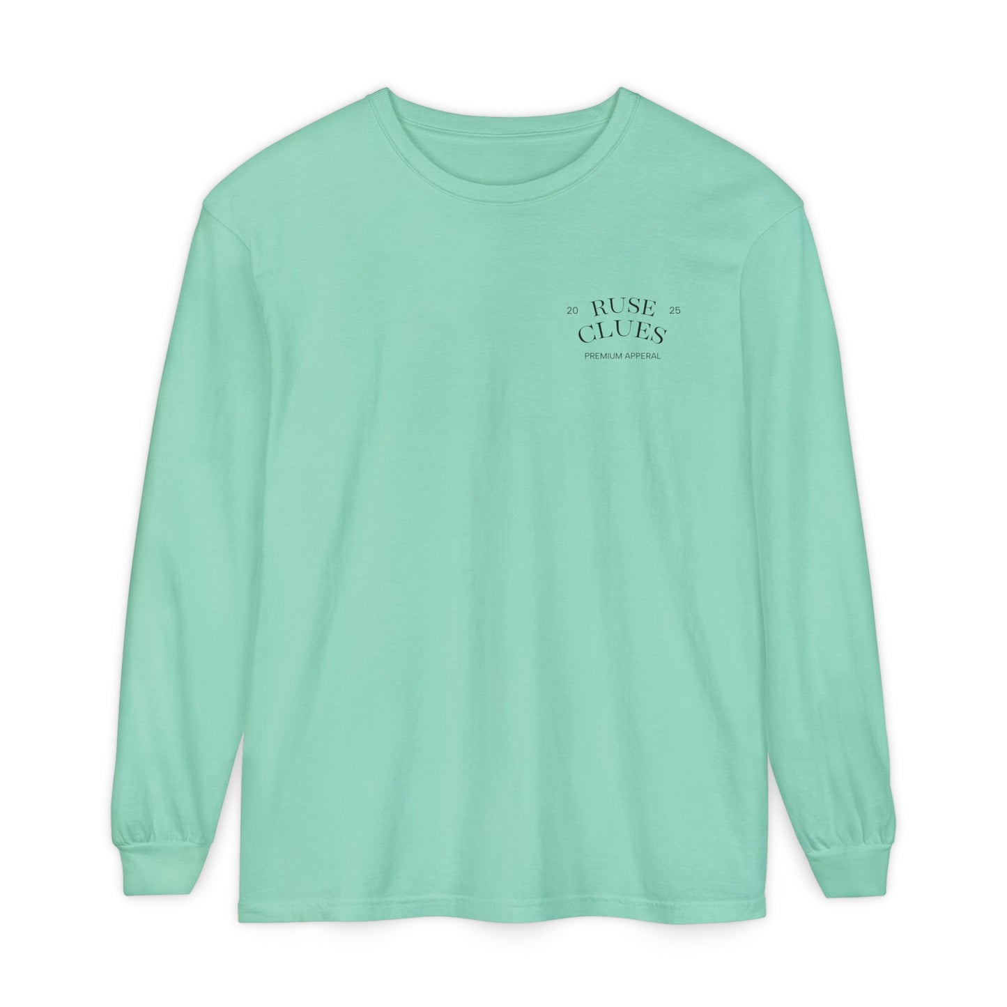 Unisex Garment-Dyed Long Sleeve Ruse Clues Tee, Casual Everyday Wear, Gift for Friends, Stylish Layering Piece, Trendy Fashion Statement