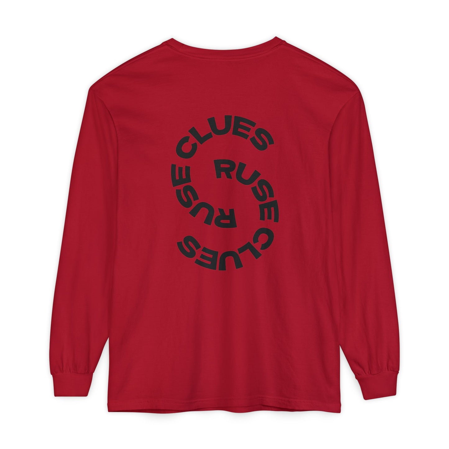 Unisex Garment-Dyed Long Sleeve Ruse Clues Tee, Casual Everyday Wear, Gift for Friends, Stylish Layering Piece, Trendy Fashion Statement