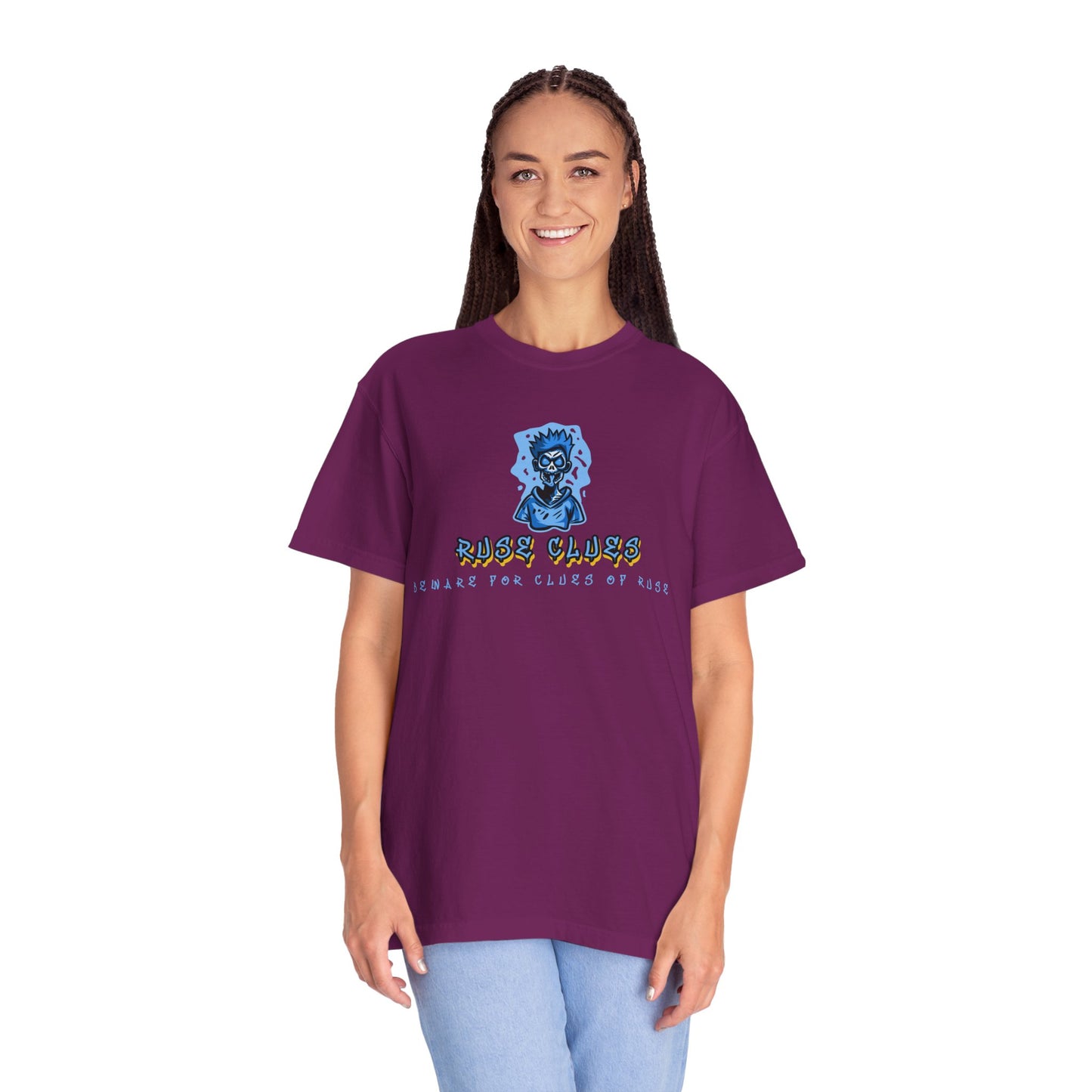 Garment-Dyed Ruse Clues T-Shirt - Unisex Graphic Shirt, Casual Wear, Gift for Friends, Street Fashion, Beach Day