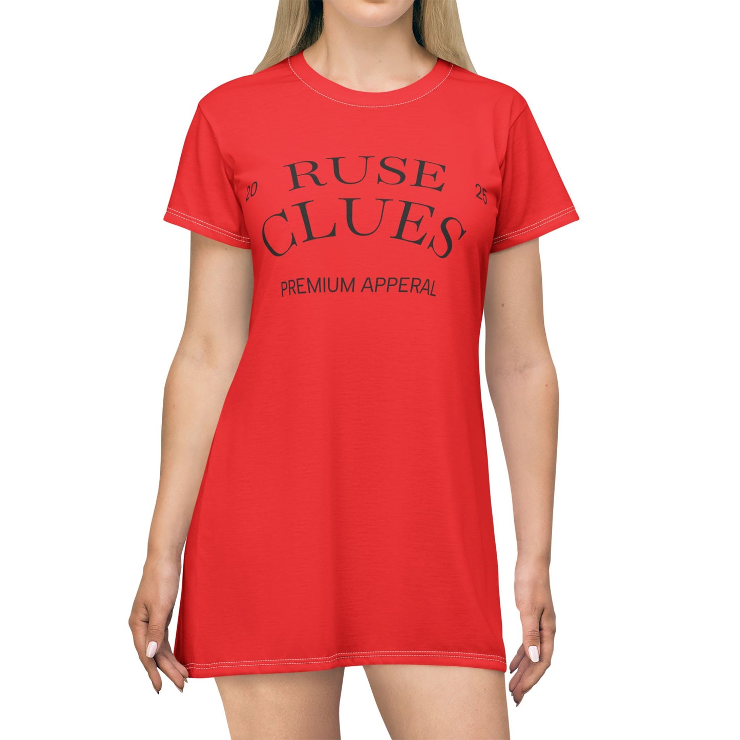 Red Ruse Clues T-Shirt Dress - Casual Chic Outfit for Every Occasion, Summer Fashion, Unique Gift Idea, Premium Appeal
