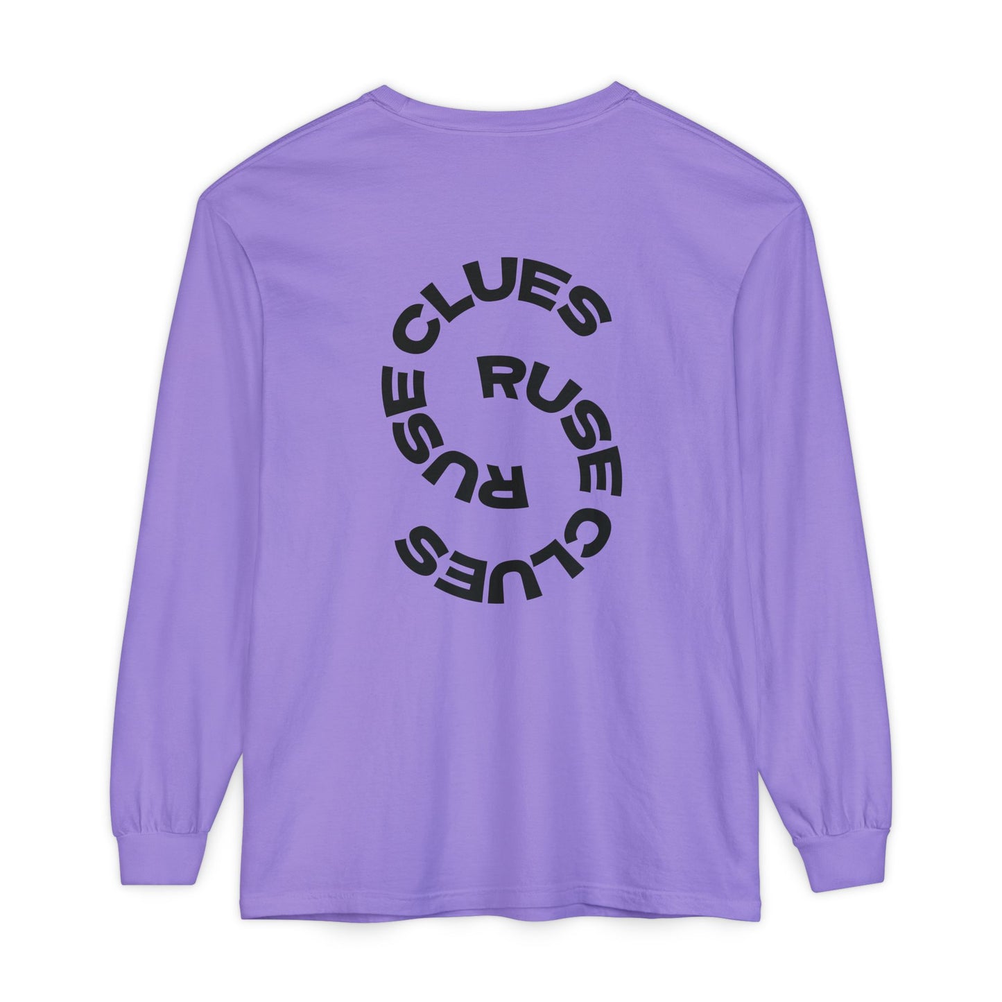 Unisex Garment-Dyed Long Sleeve Ruse Clues Tee, Casual Everyday Wear, Gift for Friends, Stylish Layering Piece, Trendy Fashion Statement