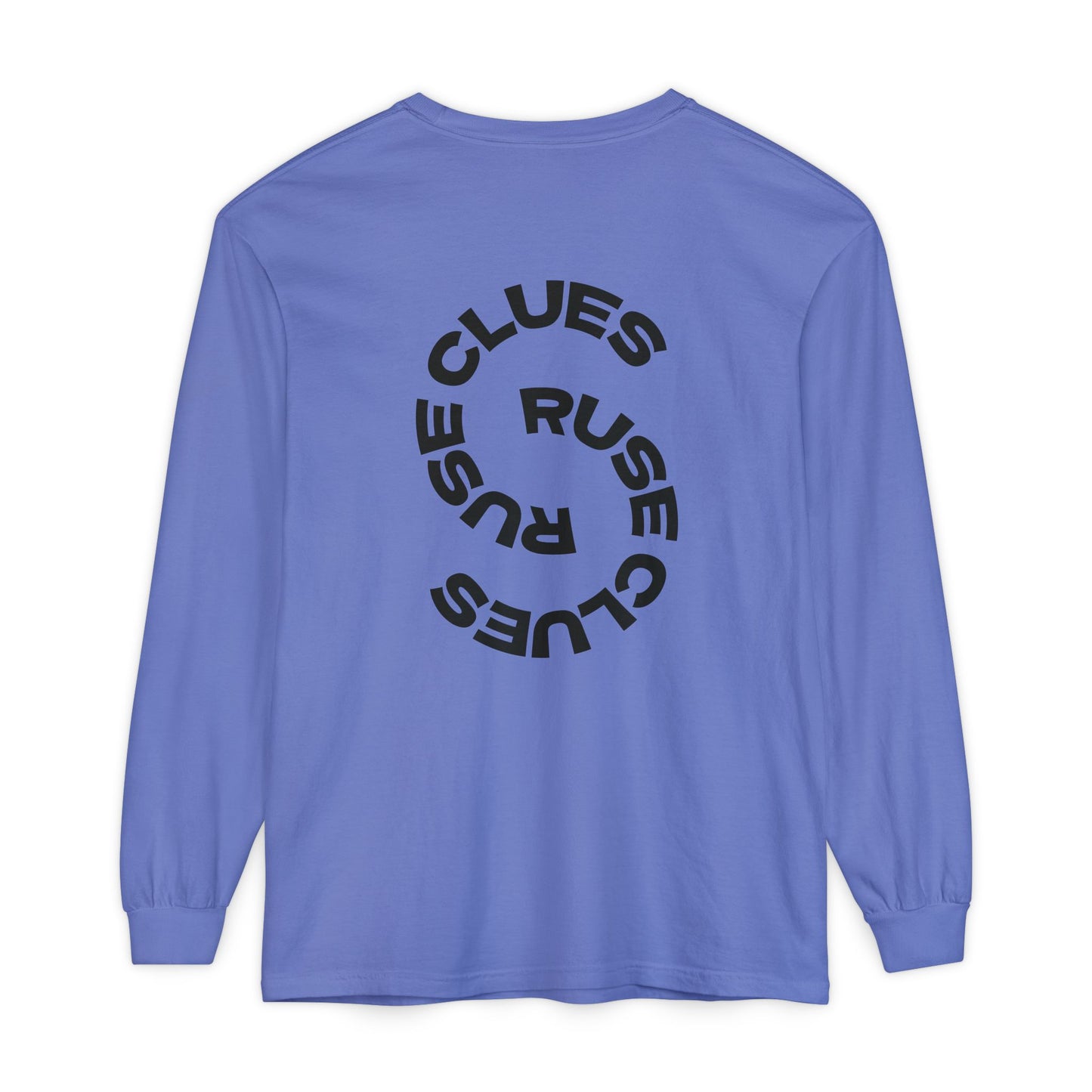 Unisex Garment-Dyed Long Sleeve Ruse Clues Tee, Casual Everyday Wear, Gift for Friends, Stylish Layering Piece, Trendy Fashion Statement