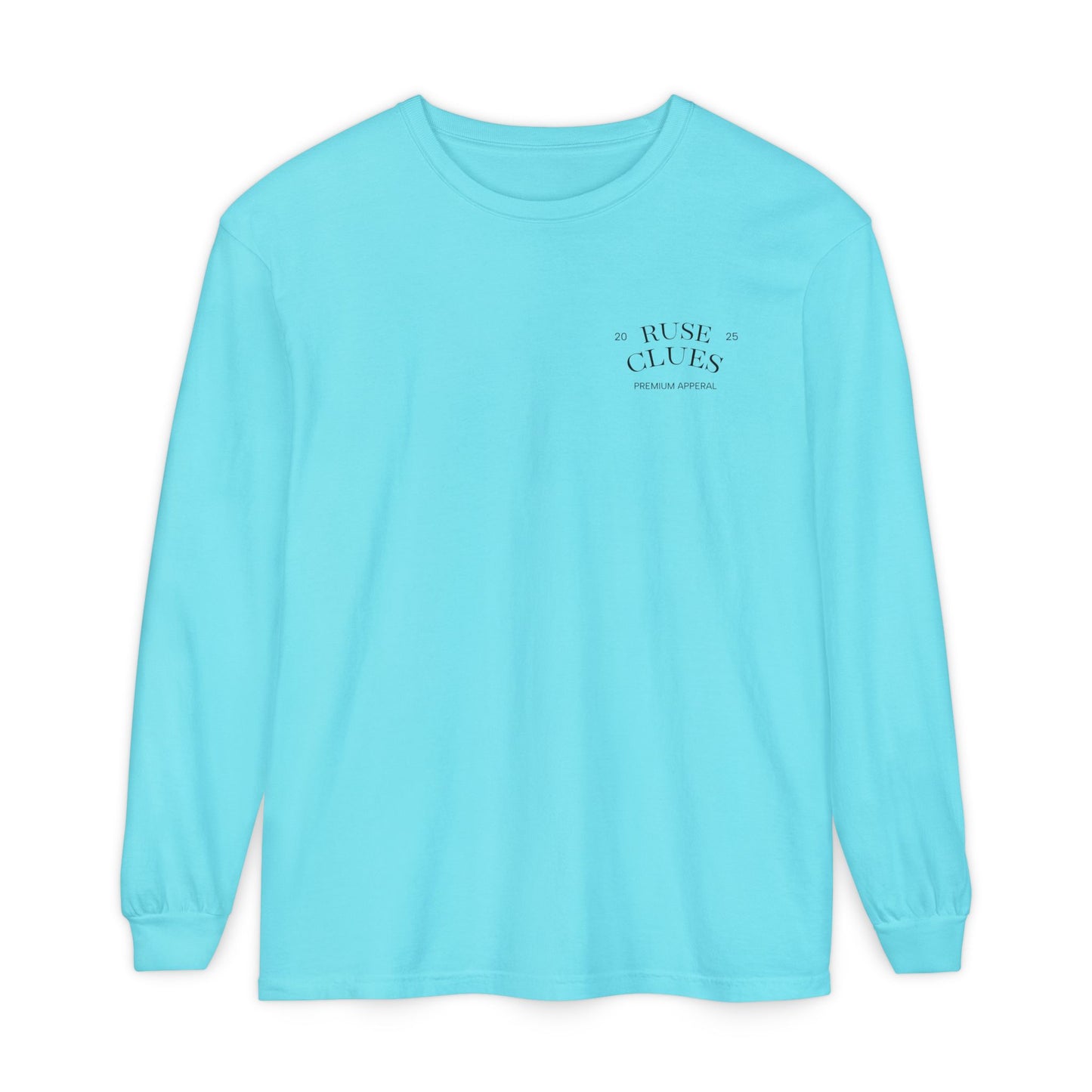 Unisex Garment-Dyed Long Sleeve Ruse Clues Tee, Casual Everyday Wear, Gift for Friends, Stylish Layering Piece, Trendy Fashion Statement