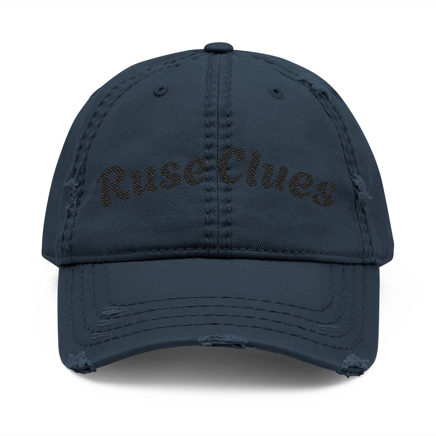 Distressed Dad Hat with Ruse Clues Embroidery | Casual Style Cap for Outdoor Adventures, Gifts for Dads, Unisex Fashion, Great for Summer BBQs