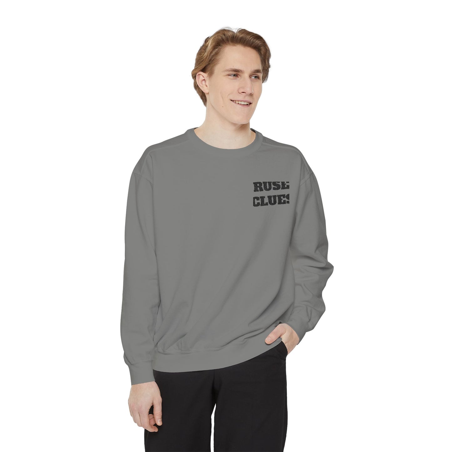 Unisex Garment-Dyed Ruse Clues Sweatshirt - Cozy, Trendy, Perfect for Everyday Wear, Gift for Friends and Family, Great for Fall and Winter