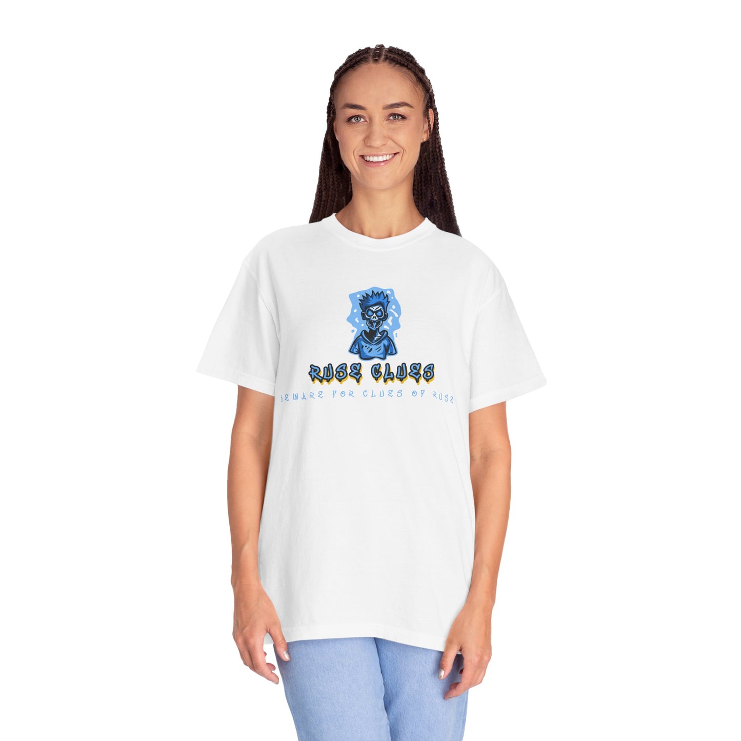 Garment-Dyed Ruse Clues T-Shirt - Unisex Graphic Shirt, Casual Wear, Gift for Friends, Street Fashion, Beach Day