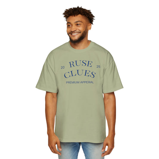 Men's Heavy Oversized Blue Print Ruse Clues Tee, Casual Fashion Shirt, Streetwear Top, Gift for Him, Comfort Tee, Everyday Wear