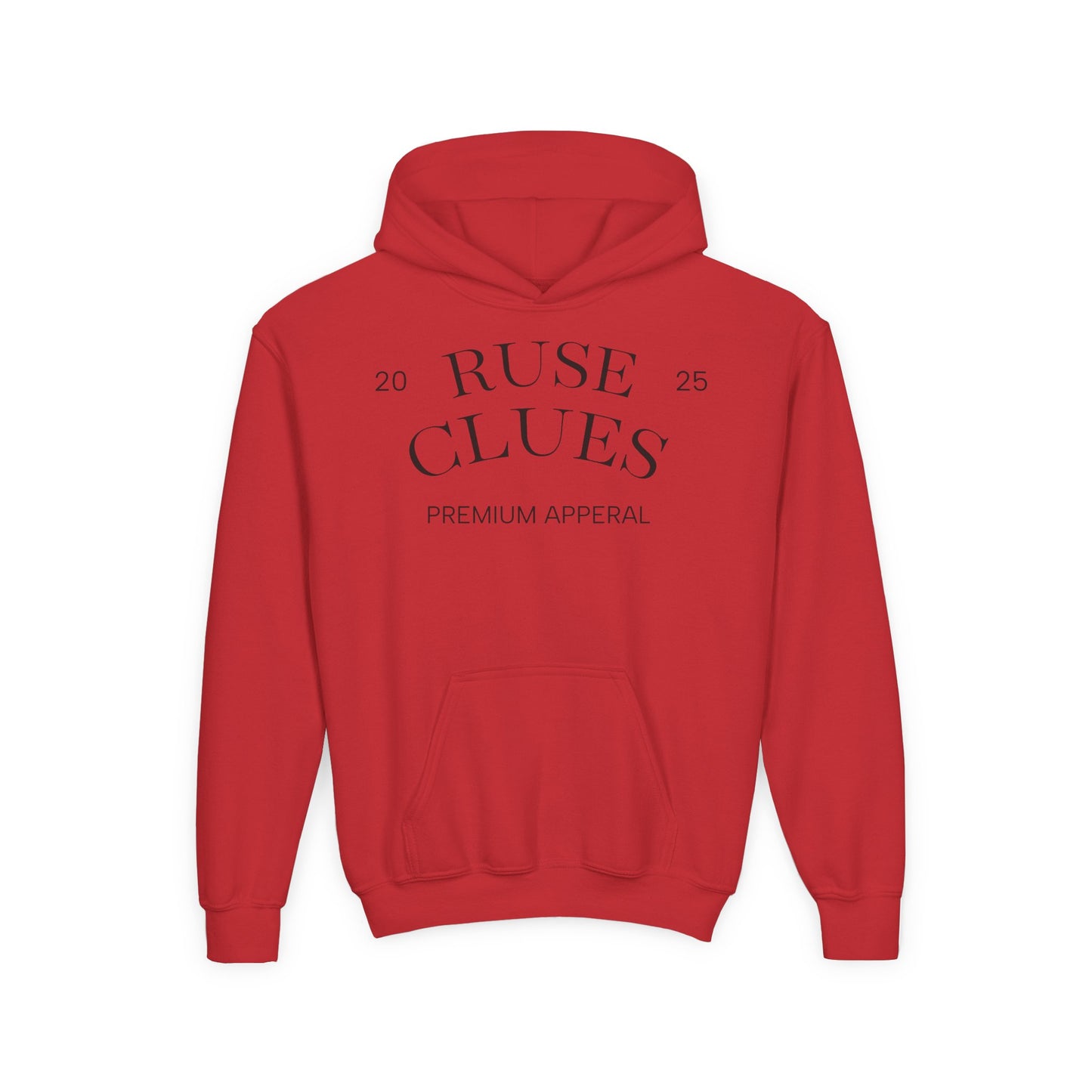Youth Heavy Blend RUSE CLUES Sweatshirt, Cozy Hoodie, Gift for Teens, Casual Wear, Unisex Hooded Sweatshirt