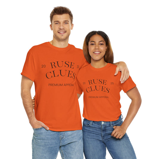 Unisex Heavy Cotton RUSE CLUES Tee | Casual Wear, Gift for Him, Gift for Her, Trendy Apparel, Everyday Style