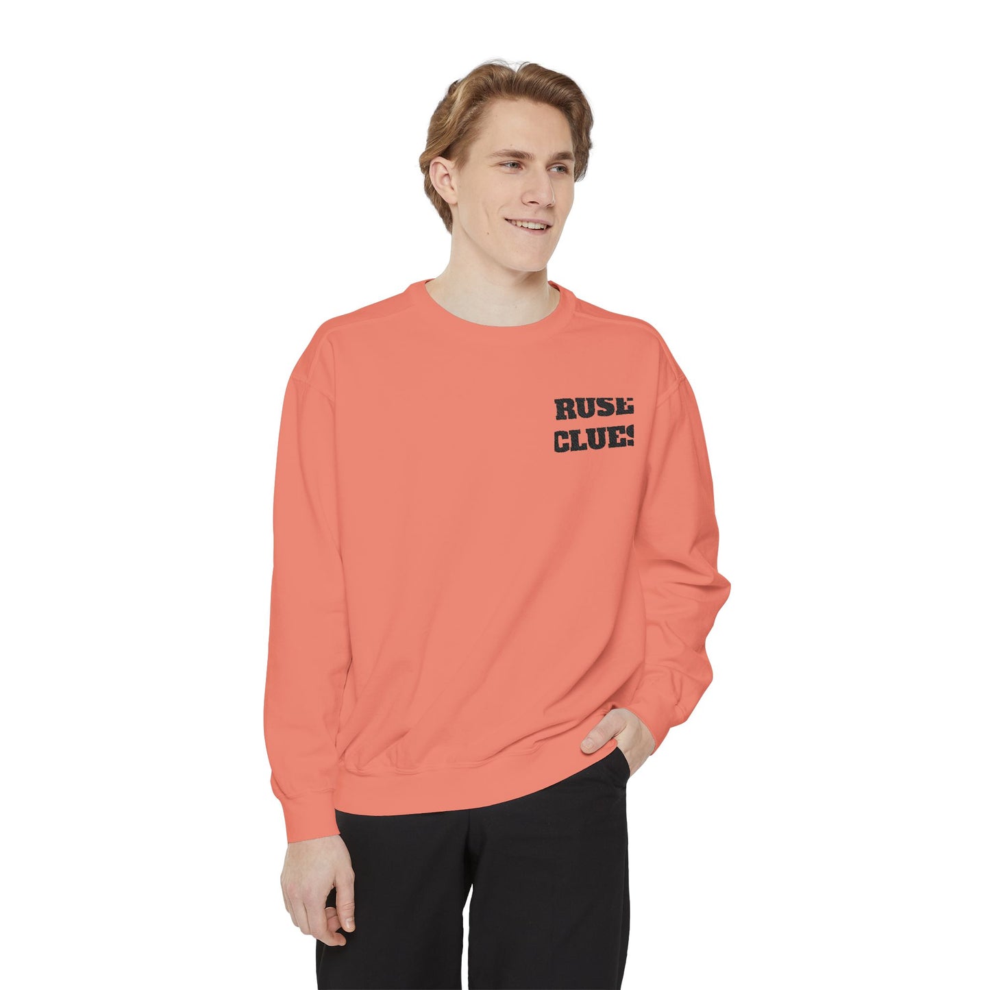 Unisex Garment-Dyed Ruse Clues Sweatshirt - Cozy, Trendy, Perfect for Everyday Wear, Gift for Friends and Family, Great for Fall and Winter