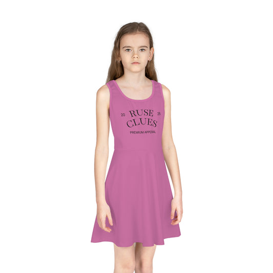 Girls' Sleeveless Ruse Clues Sundress - Trendy Summer Dress for Girls, Perfect for Parties, Birthdays, Beach Days, and Photo Shoots