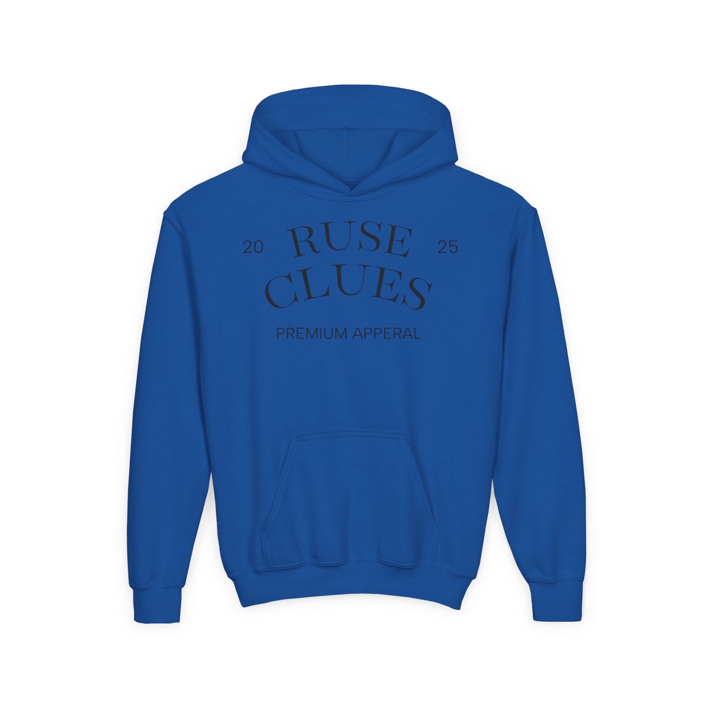 Youth Heavy Blend RUSE CLUES Sweatshirt, Cozy Hoodie, Gift for Teens, Casual Wear, Unisex Hooded Sweatshirt
