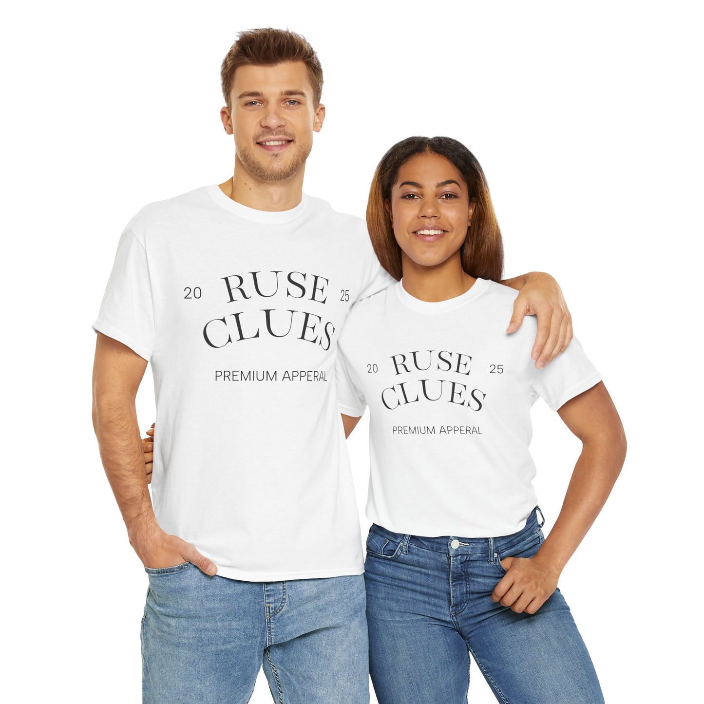 Unisex Heavy Cotton RUSE CLUES Tee | Casual Wear, Gift for Him, Gift for Her, Trendy Apparel, Everyday Style