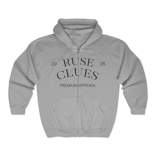 Ruse Clues Hoodie - Unisex Full Zip Hooded Sweatshirt, Casual Wear, Gift Idea, Stylish Layering, Premium Apparel