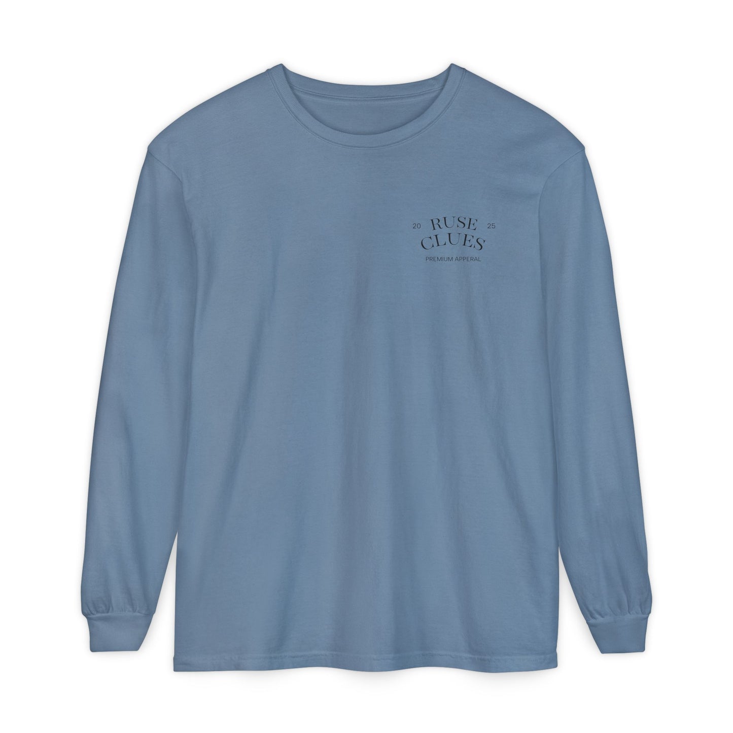 Unisex Garment-Dyed Long Sleeve Ruse Clues Tee, Casual Everyday Wear, Gift for Friends, Stylish Layering Piece, Trendy Fashion Statement