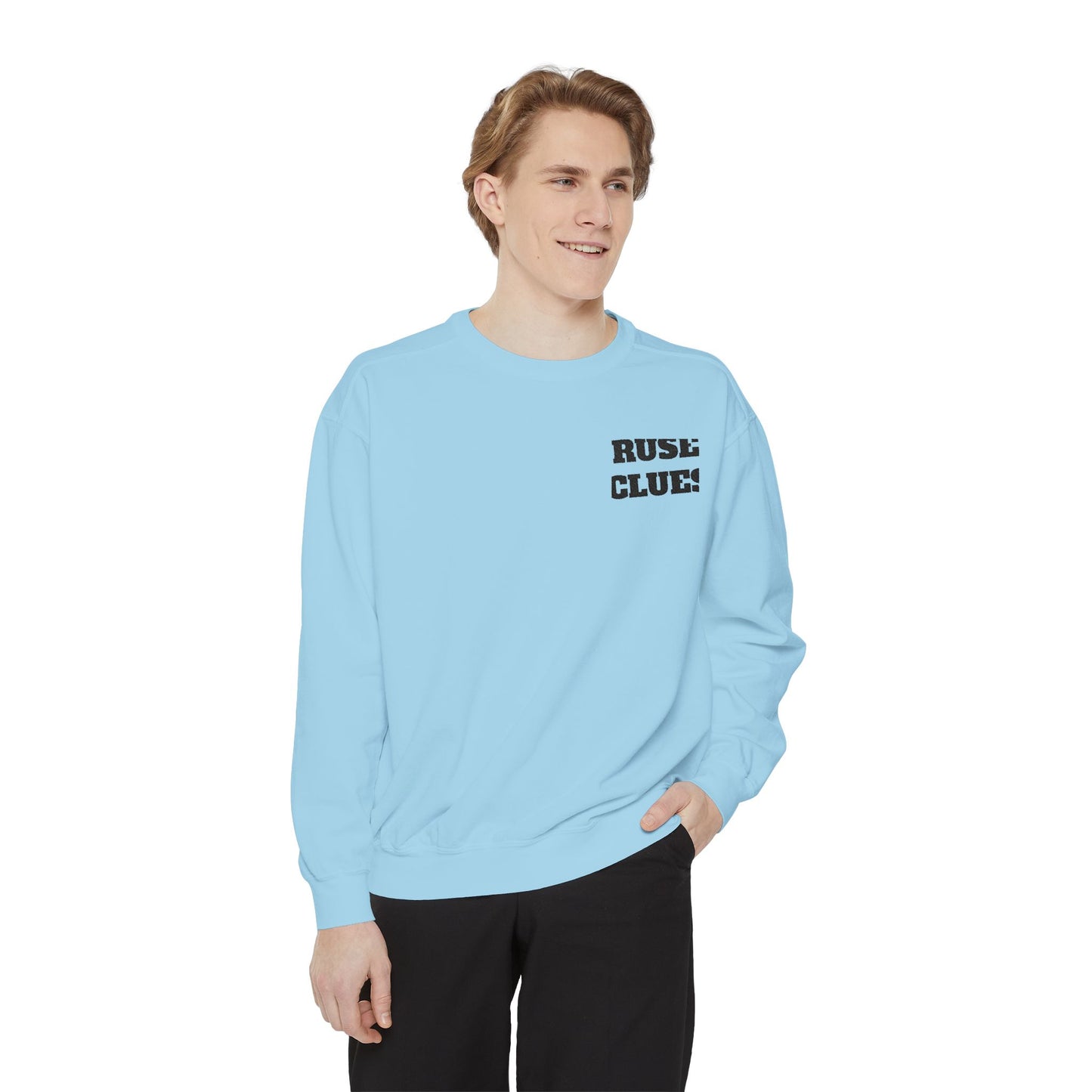 Unisex Garment-Dyed Ruse Clues Sweatshirt - Cozy, Trendy, Perfect for Everyday Wear, Gift for Friends and Family, Great for Fall and Winter