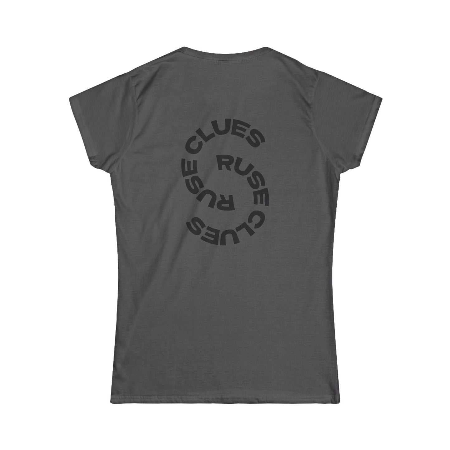 Women's Graphic Ruse Clues Tee, Casual T-Shirt, Everyday Wear, Gift for Friends, Fun Summer Top