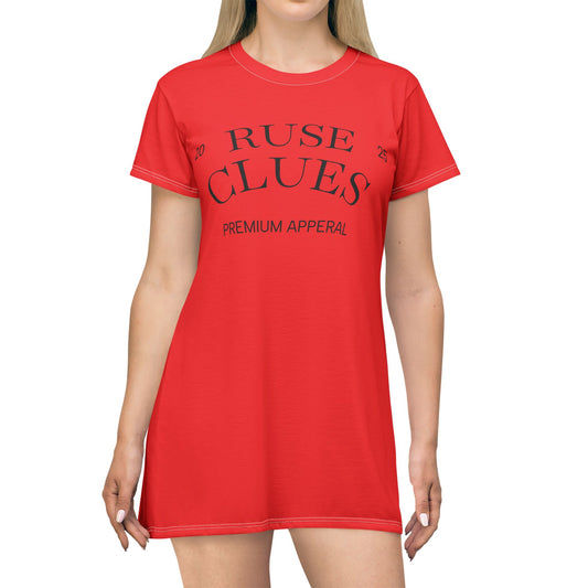 Red Ruse Clues T-Shirt Dress - Casual Chic Outfit for Every Occasion, Summer Fashion, Unique Gift Idea, Premium Appeal