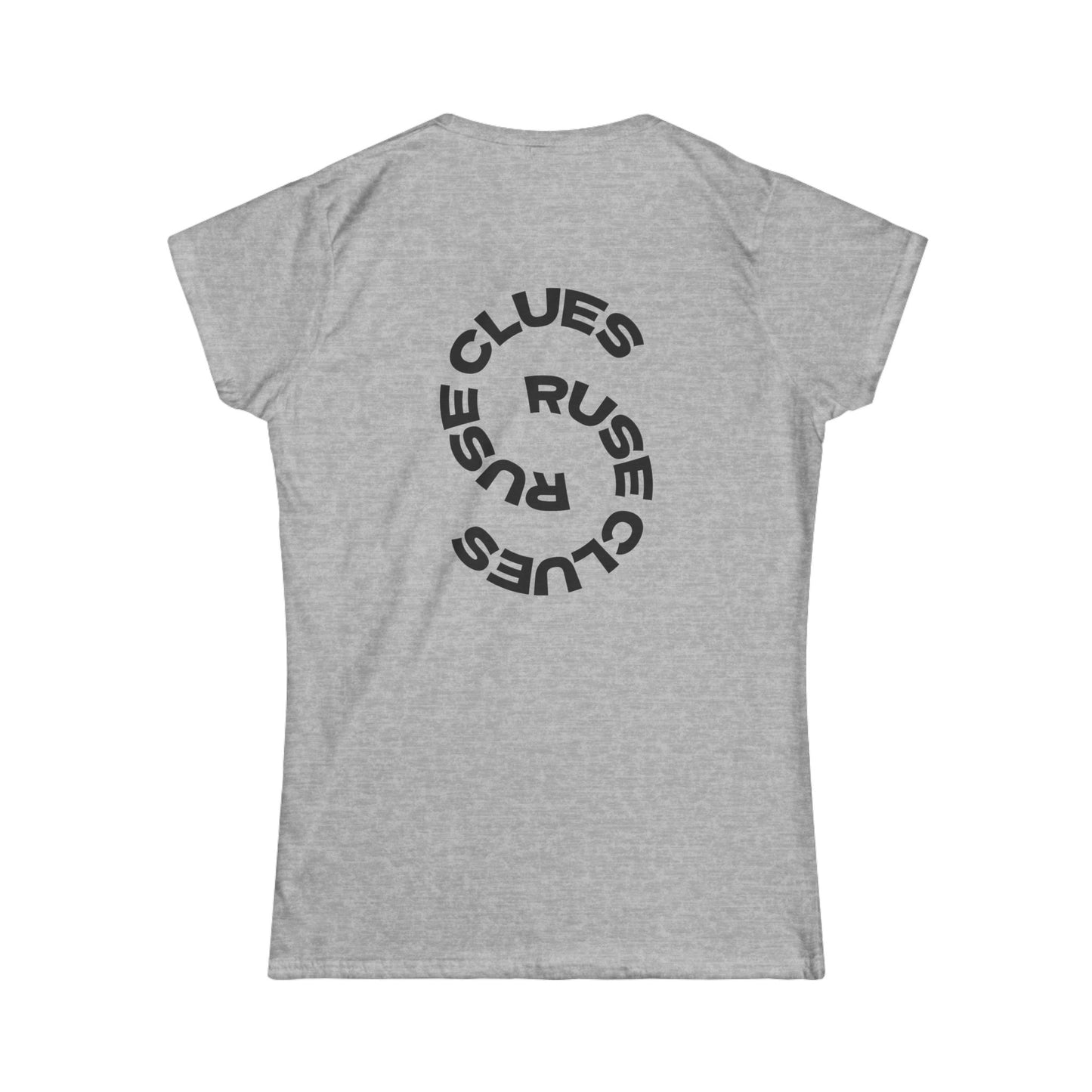 Women's Graphic Ruse Clues Tee, Casual T-Shirt, Everyday Wear, Gift for Friends, Fun Summer Top